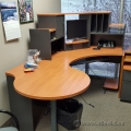 Maple and Grey Corner Desk with Storage and P Top